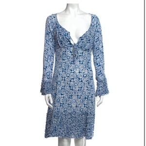 Michael Kors Blue and White Patterned  Dress Size 4 (A015)